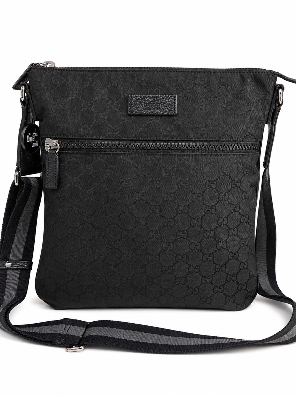 Authentic Gucci Black GG Monogram Canvas Messenger Crossbody Bag Entrupy Authent